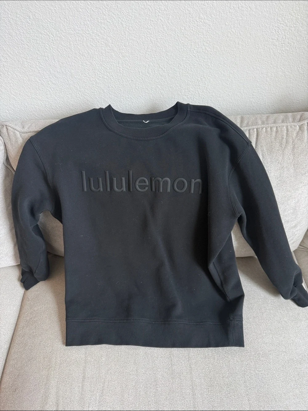 lululemon athletica Black Raised-Logo Crewneck Sweater